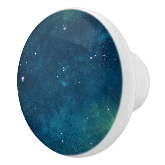 Rich Blue Green Space Stars Galaxy Universe Keramikknauf (Rechts)