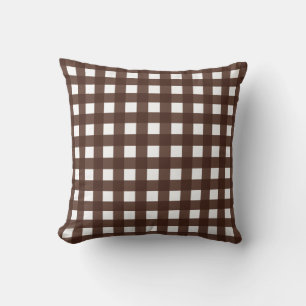 Rich Brown Gingham Karo Throw Pillow Kissen