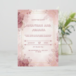 Rich Burgund und Rosa Einladung zur Hochzeit
