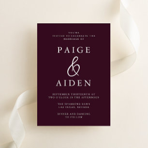 Rich Burgundy Maroon Modern Wedding Einladung