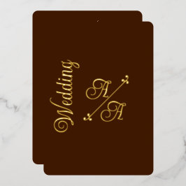 Rich Chocolate Brown Solid Color Gold Foil Folieneinladung