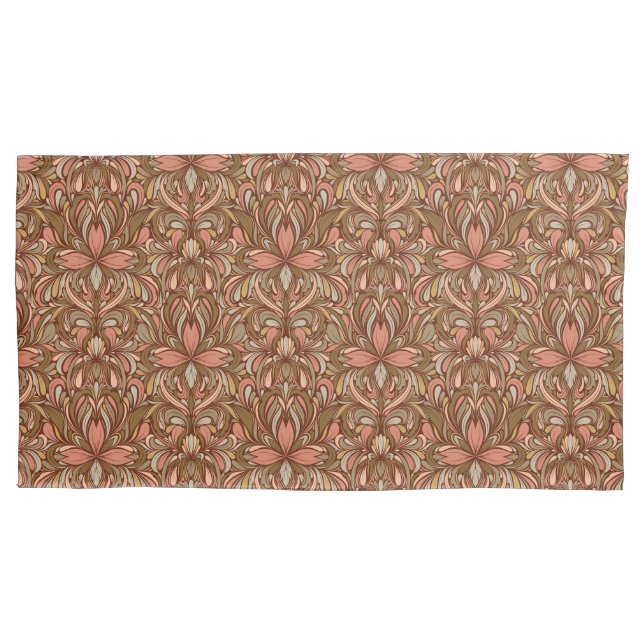 Rich Clay Art Nouveau Floral King Pillow Case Kissenbezug (Vorderseite)