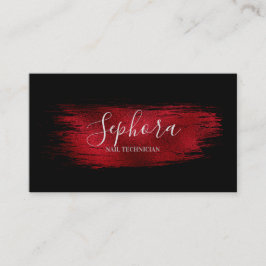 Rich Crimson Red Metallic Foil Paint Stroke Visitenkarte
