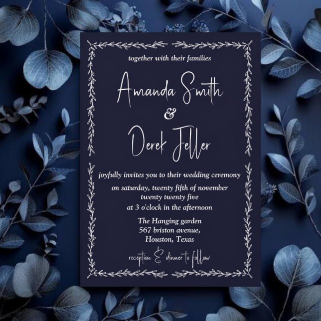 Rich Dark Blue Black Wedding Einladung (Von Creator hochgeladen)