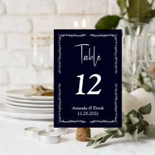 Rich Dark Blue Black Wedding Tischnummer Card