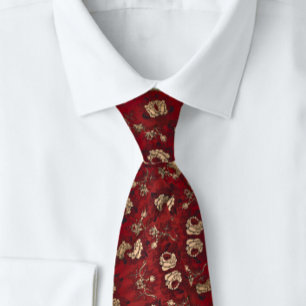 Rich Elegant Patched Rote Rose Krawatte