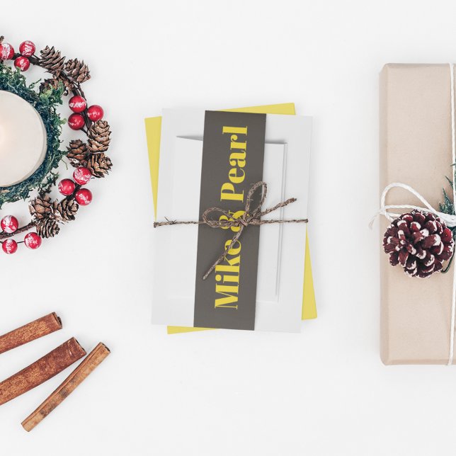 Rich Golden in Black Wedding Theme Einladungsbanderole (Give your wedding envelope a different look that matches your theme)