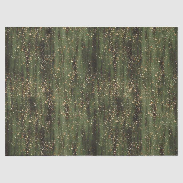 Rich Green and Gold Abstrakt Sparkle Muster Seidenpapier (Vorderseite)