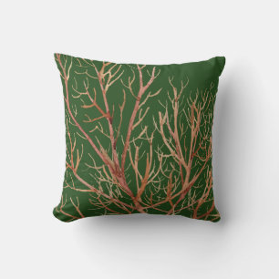 Rich Green & Coral Muster Kissen