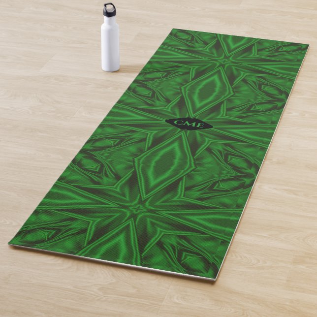 Rich Green Modern Fraktal Patches Yogamatte (Beispiel)