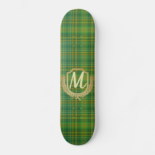 Rich Green Tartan (Kariert) Custom Skateboard (Vorderseite)