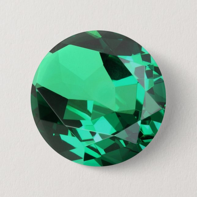 Rich grün Emerald May Geburtstagsstein Button (Vorderseite)