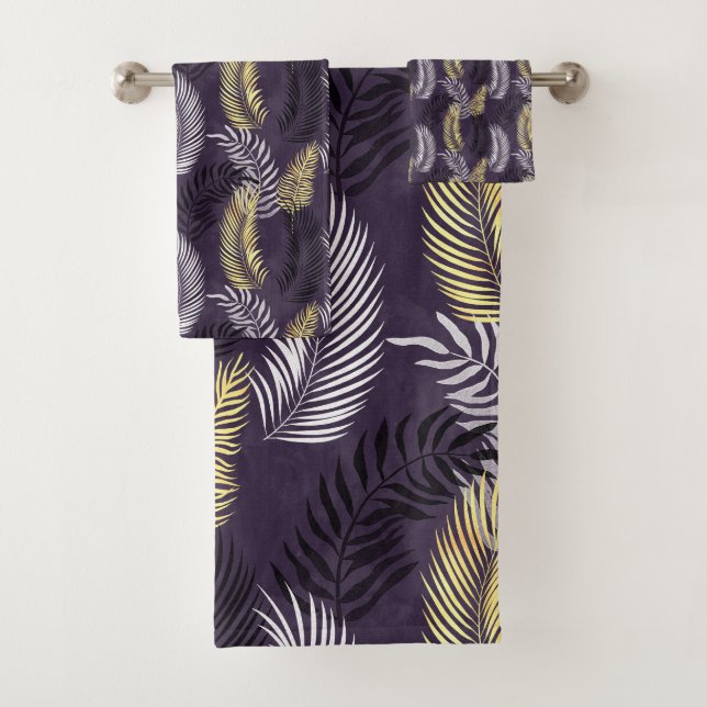 RICH LILA GOLD HAWAIIAN BADEZIMMER TOWEL SET (Insitu)