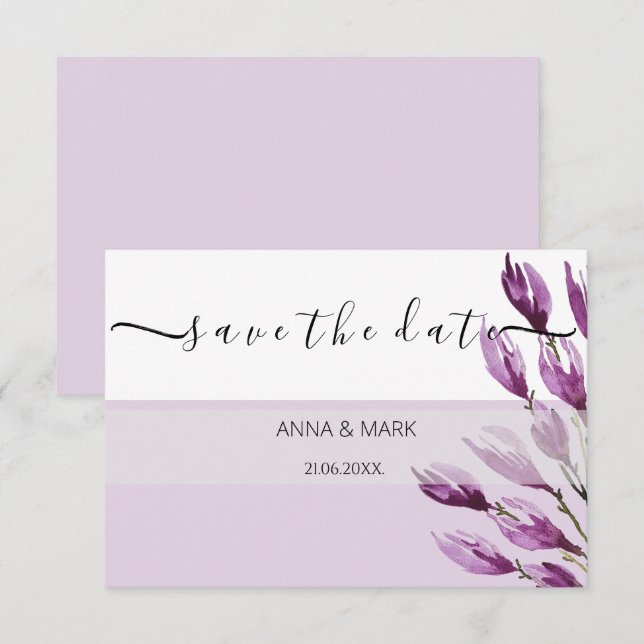 Rich Magnolia Pastel Lila Violett Handgemalt (Vorne/Hinten)