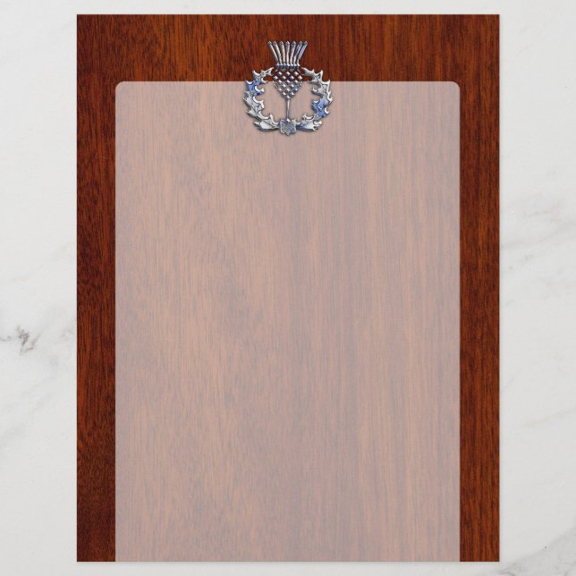 Rich Mahogany Wood Scottish Thistle Print (Vorderseite)