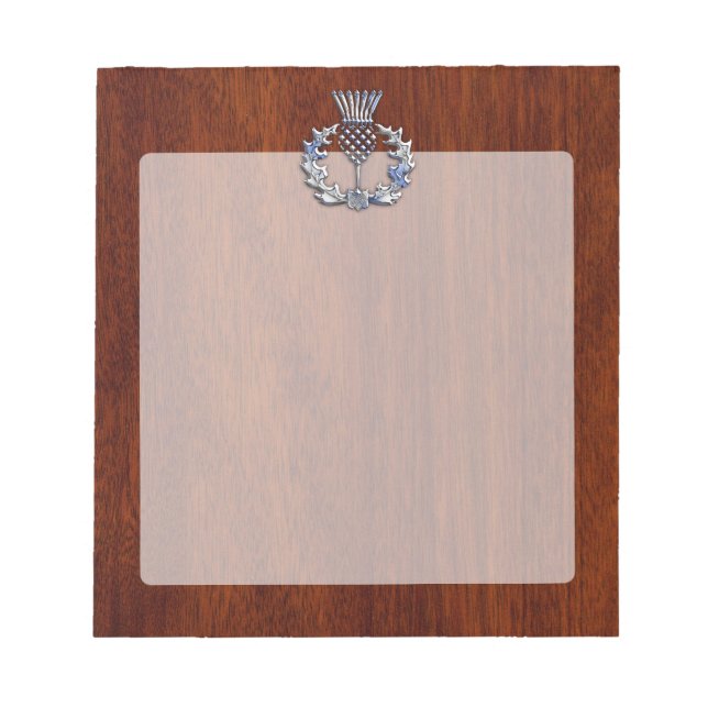 Rich Mahogany Wood Scottish Thistle Print Notizblock (Vorderseite)