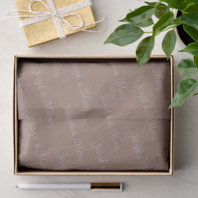 Rich Mocha Brown & Elegant Silver Script Wedding  Seidenpapier (Geschenk)