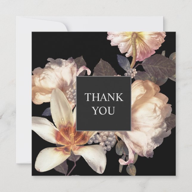 Rich Moody Floral Elegant Square Vielen Dank Dankeskarte (Vorderseite)