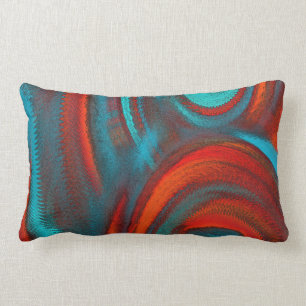 Rich Orange Aquamarin Mix Abstrakt Modern Lendenkissen