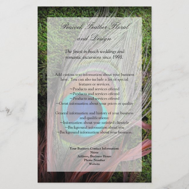 Rich Peacock Feather mit grünem Moss Flyer (Vorne)