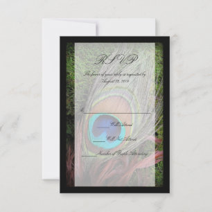 Rich Peacock Feather mit grünem Moss RSVP Karte