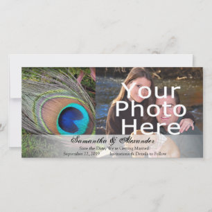 Rich Peacock Feather mit grünem Moss Save The Date