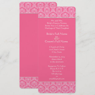 Rich Pink Damask Wirbel Hochzeit Einladung