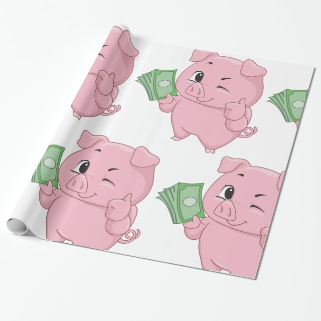 Rich Pink Pig Geschenkpapier (Ungerollt)