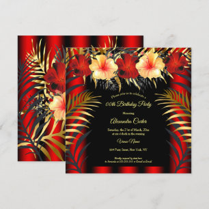 Rich Red Black Gold Gelb Hibiskus Blumenkohl Party Einladung