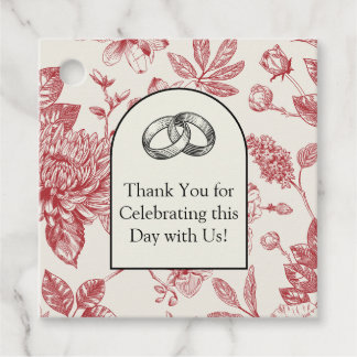 Rich Red French Floral Toile Geschenkanhänger