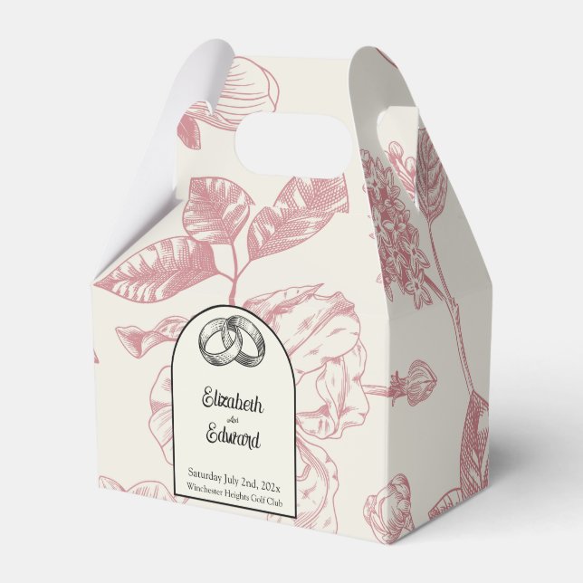 Rich Red French Floral Toile Geschenkschachtel (Vorderseite)