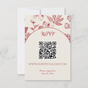 Rich Red French Floral Toile RSVP Karte