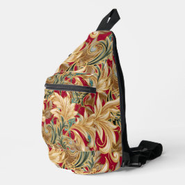 Rich Rokoko Acanthus Leaf Pattern/Rot & Grün Crossbody Bag