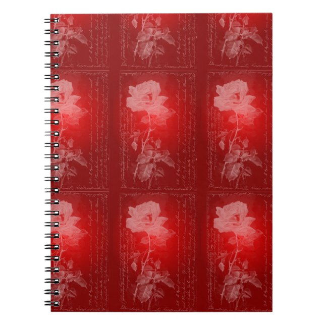Rich Rote Rose Notebook Notizblock (Vorderseite)