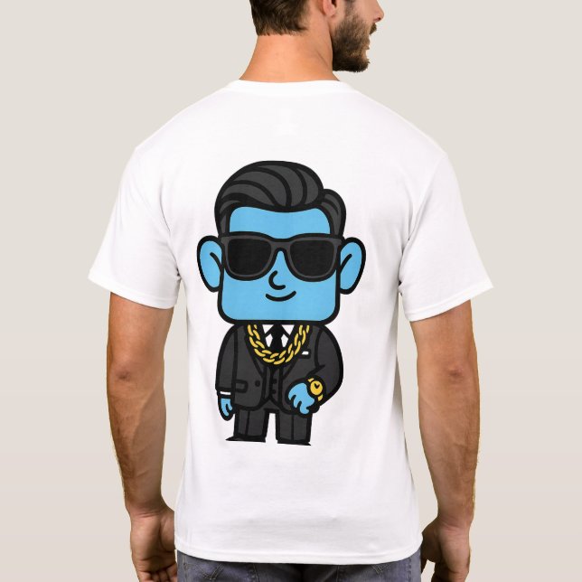 Rich Smilo T-shirt - Luxury Blue character design (Dos)