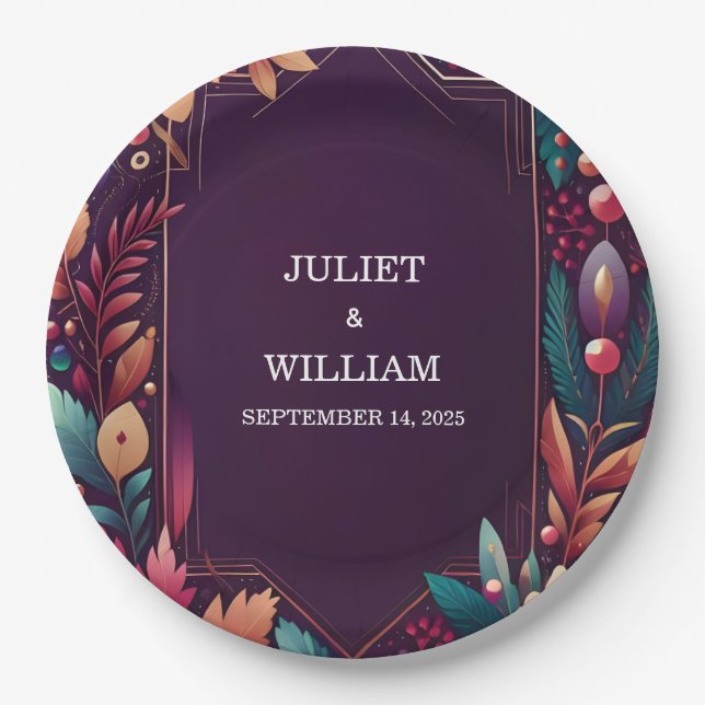 Rich Soft Aquamarin Fall Gem Bold Jewel Tone Weddi Pappteller (Vorderseite)