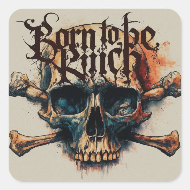 Rich tattoo quadratischer aufkleber (Vorderseite)