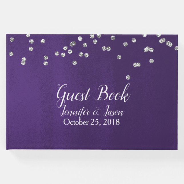 Rich Ultra Violet mit Glitzern Wedding Guest Book Gästebuch (Vorderseite)