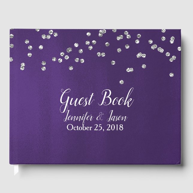 Rich Ultra Violet mit Glitzern Wedding Guest Book Gästebuch (Vorderseite)