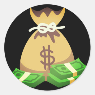 Rich Vibes   Geldbeutel Emoji Runder Aufkleber