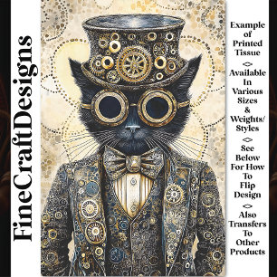 Rich Viktorianisch Steampunk Black Cat AB6 Decoupa Seidenpapier
