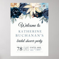 Rich Winter Blue Brautparty Begrüßungszeichen