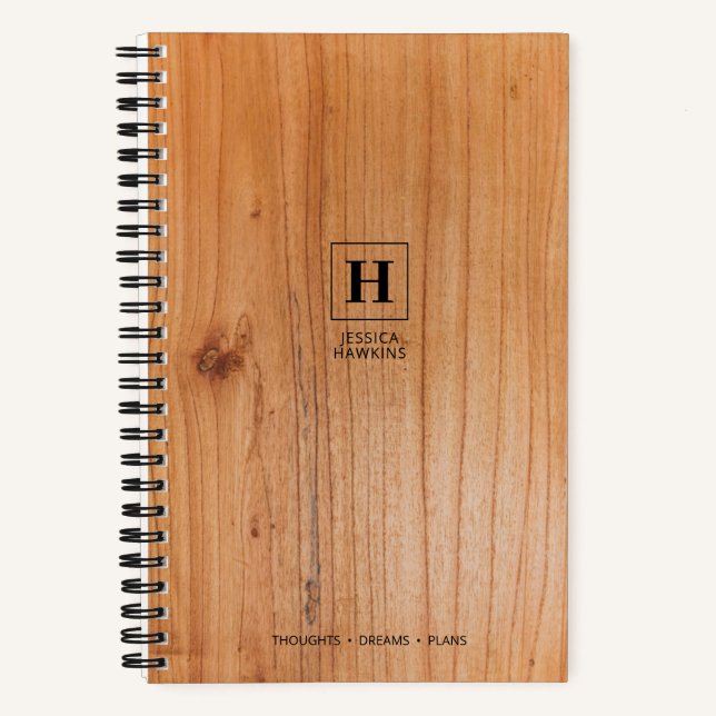 Rich Wood Veneer Classic Monogram Notizbuch (Vorderseite)
