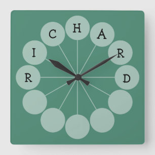 RICHARD Modern Fun Name Clock Quadratische Wanduhr