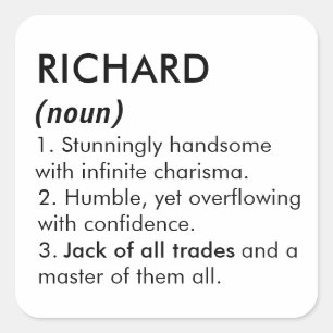 Richard Name, Bearbeitbarer Name, Benutzerdefinier Quadratischer Aufkleber
