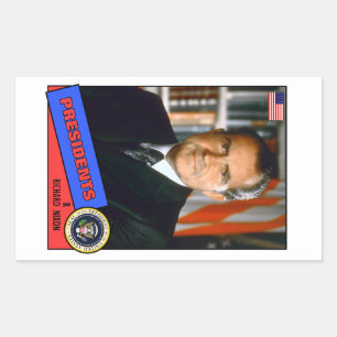Richard Nixon Baseballkarte Rechteckiger Aufkleber