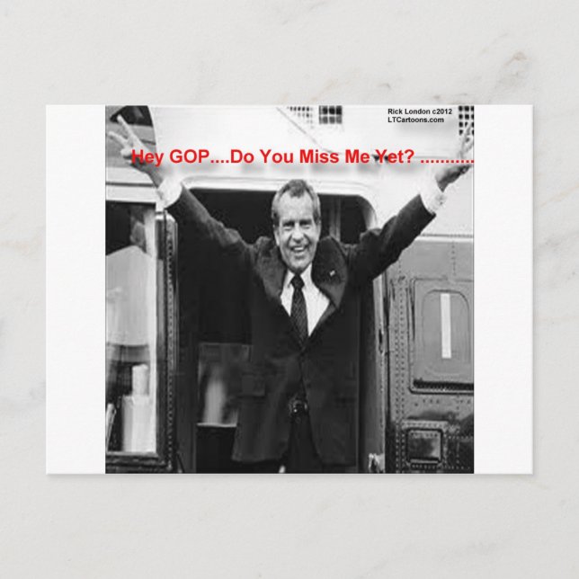 Richard Nixon "Miss Me yet?" Funny Gifts & T-Shirt Postkarte (Vorderseite)
