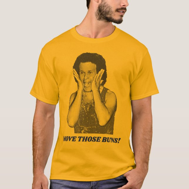 Richard Simmons - Diese Buns bewegen Retro-Fitness T-Shirt (Vorderseite)