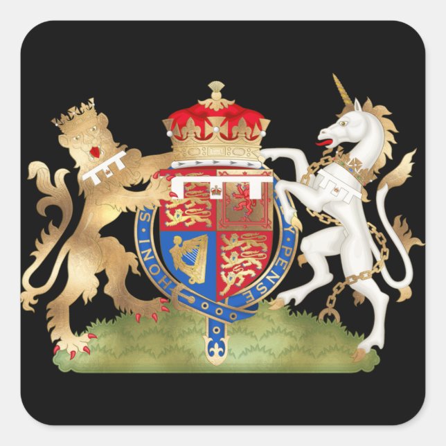 Richard the Lion Heart Coat of Arm/Imitats gold Quadratischer Aufkleber (Vorderseite)