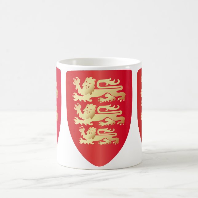 Richard vom Löwenherz Schild in Rot+Imitat Gold Kaffeetasse (Mittel)